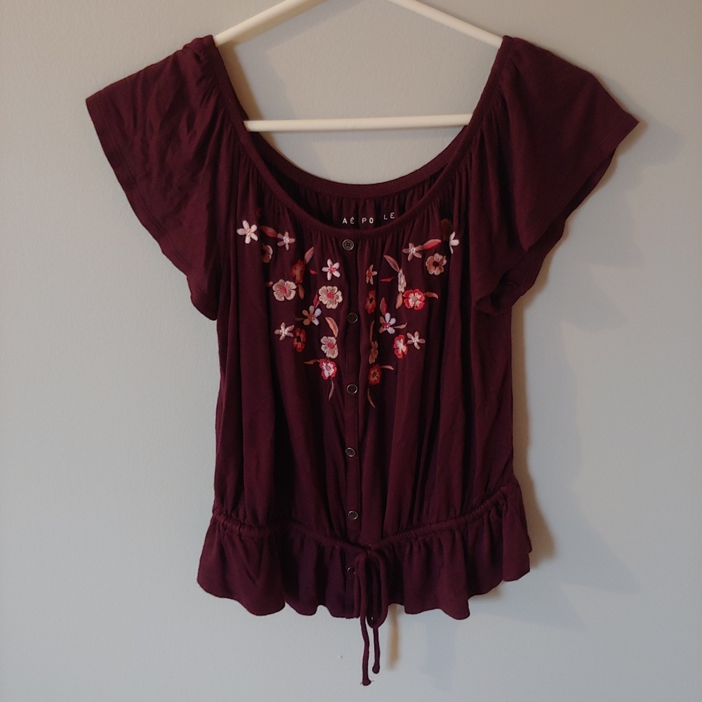 Aeropostale Over the Shoulder Crop Top